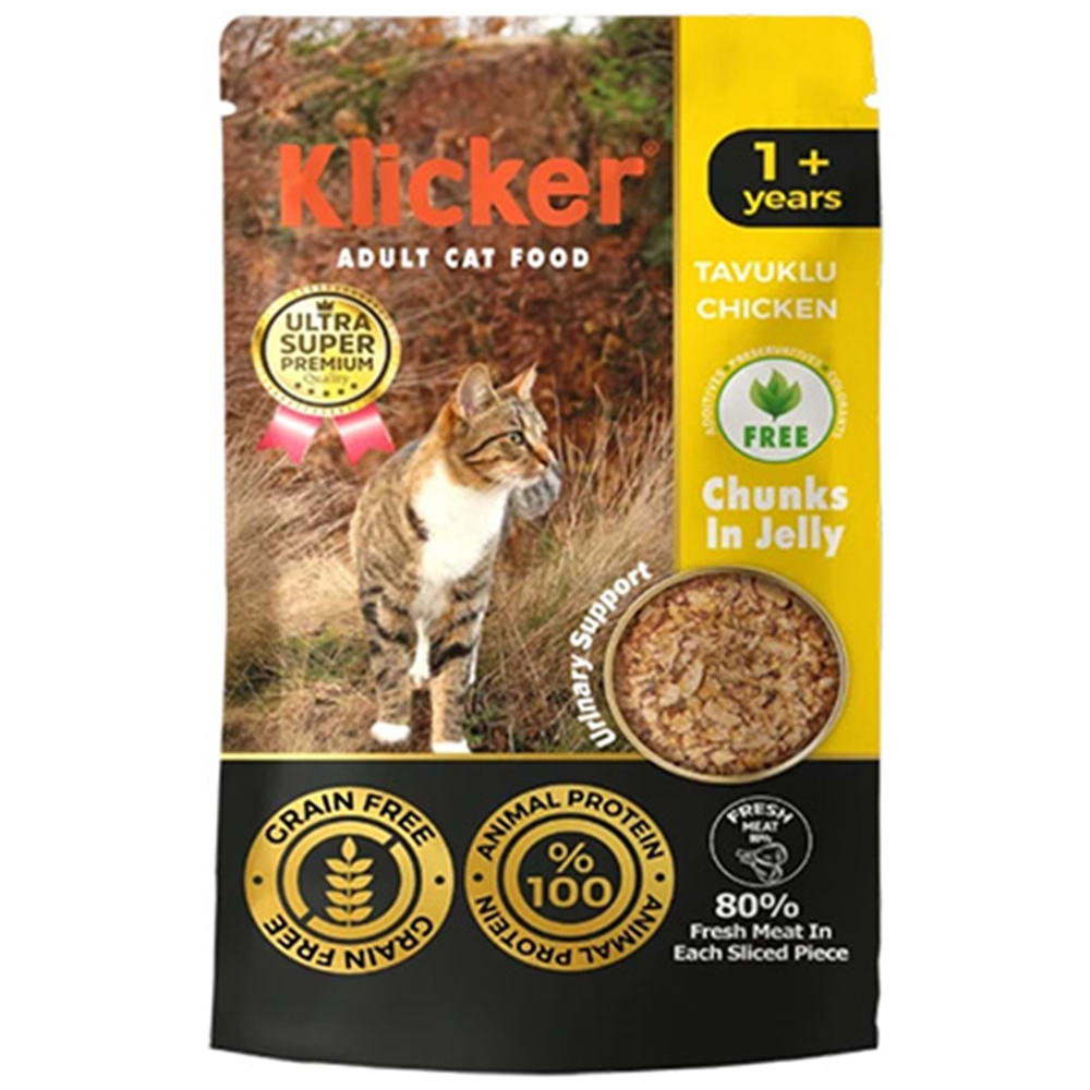 Klicker Pouch Adult Chicken Tavuklu Tahılsız Yetişkin Kedi Yaş Maması 85 Gr