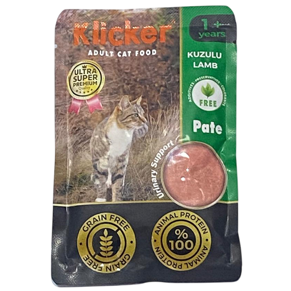 Klicker Pouch Adult Lamb Kuzulu Pate Tahılsız Yetişkin Kedi Yaş Maması 85 Gr