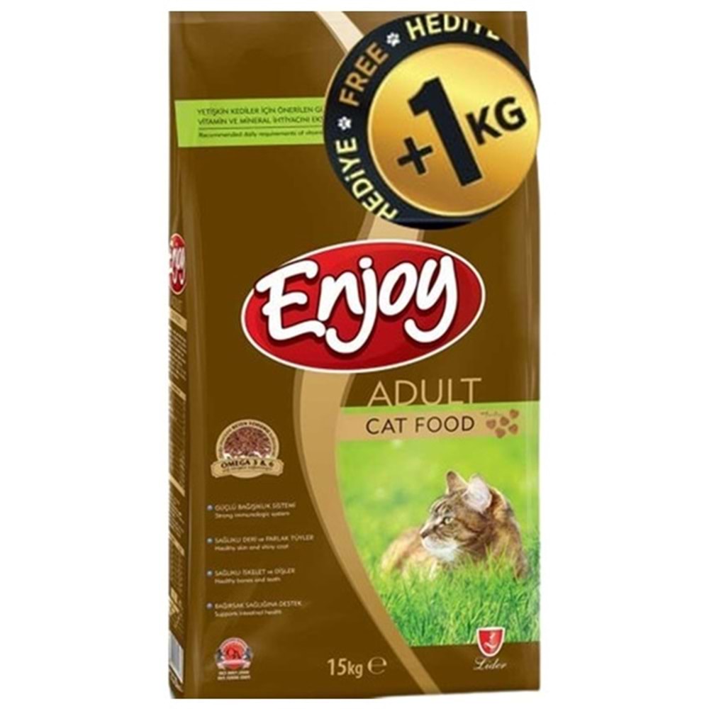 Enjoy Adult Chicken Tavuk Etli Yetişkin Kedi Maması 15+1 Kg Hediye