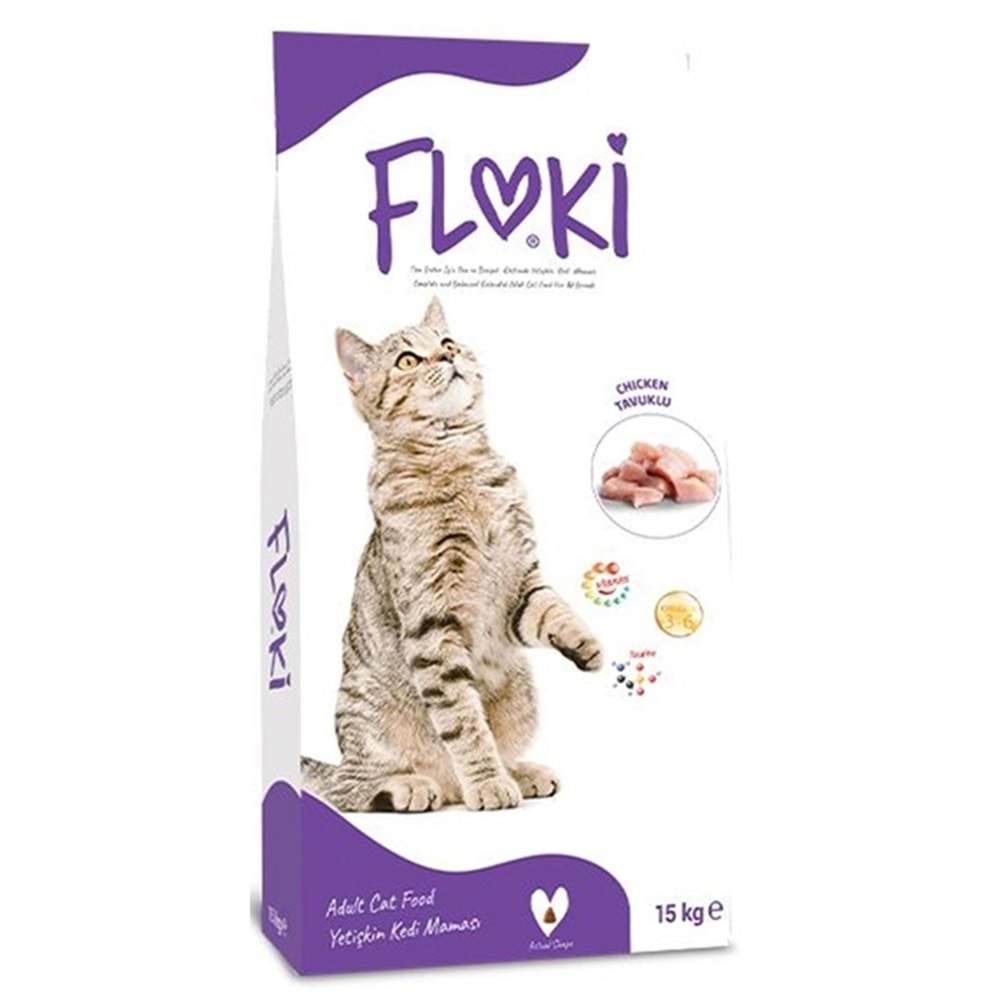 Floki Adult Chicken Tavuk Etli Yetişkin Kedi Maması 15+1 Kg