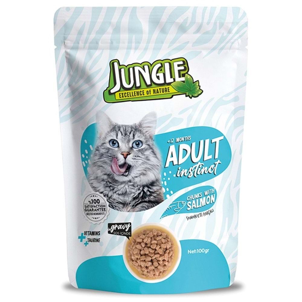 Jungle Pouch Adult Salmon Somon Balıklı Kedi Yaş Maması 100 Gr