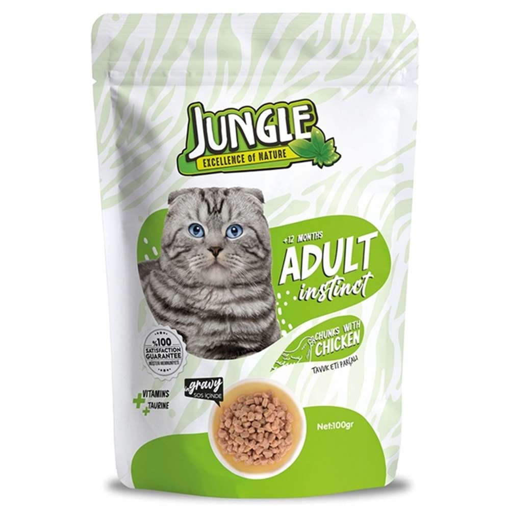 Jungle Pouch Adult Chicken Tavuk Etli Kedi Yaş Maması 100 Gr