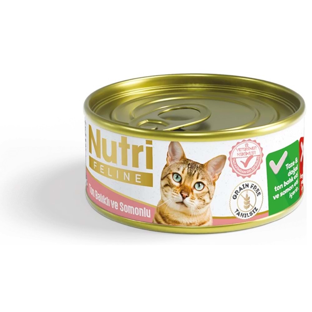 Nutri Feline Tahılsız Pate Ton Balıklı ve Somonlu Yetişkin Kedi Konservesi 85 Gr