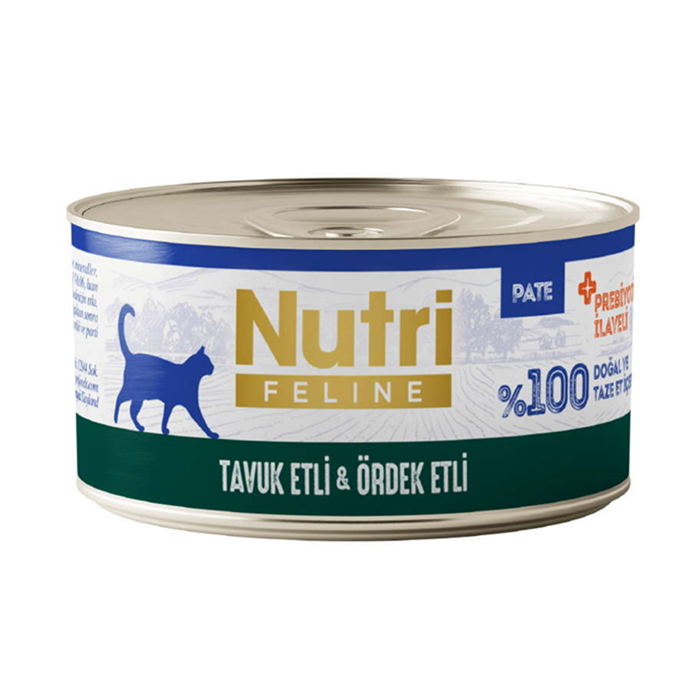 Nutri Feline Tahılsız Pate Tavuk ve Ördek Etli Yetişkin Kedi Konservesi 70 Gr