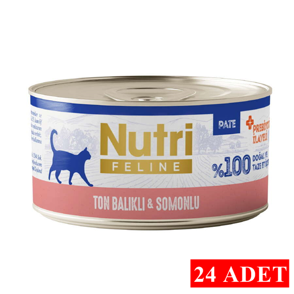 Nutri Feline Tahılsız Pate Ton Balıklı ve Somonlu Yetişkin Kedi Konservesi 24x70 Gr