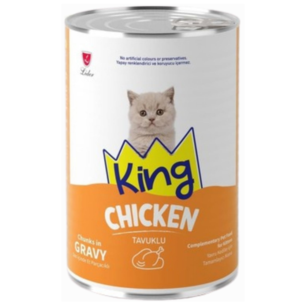 King Kitten Chicken Chunks in Gravy Sos İçerisinde Et Parçacıklı Tavuklu Yavru Kedi Konservesi 400 Gr