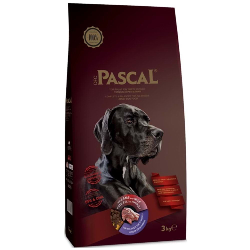 Pascal Adult Lamb & Rice Kuzu Etli ve Pirinçli Yetişkin Köpek Maması 3 Kg