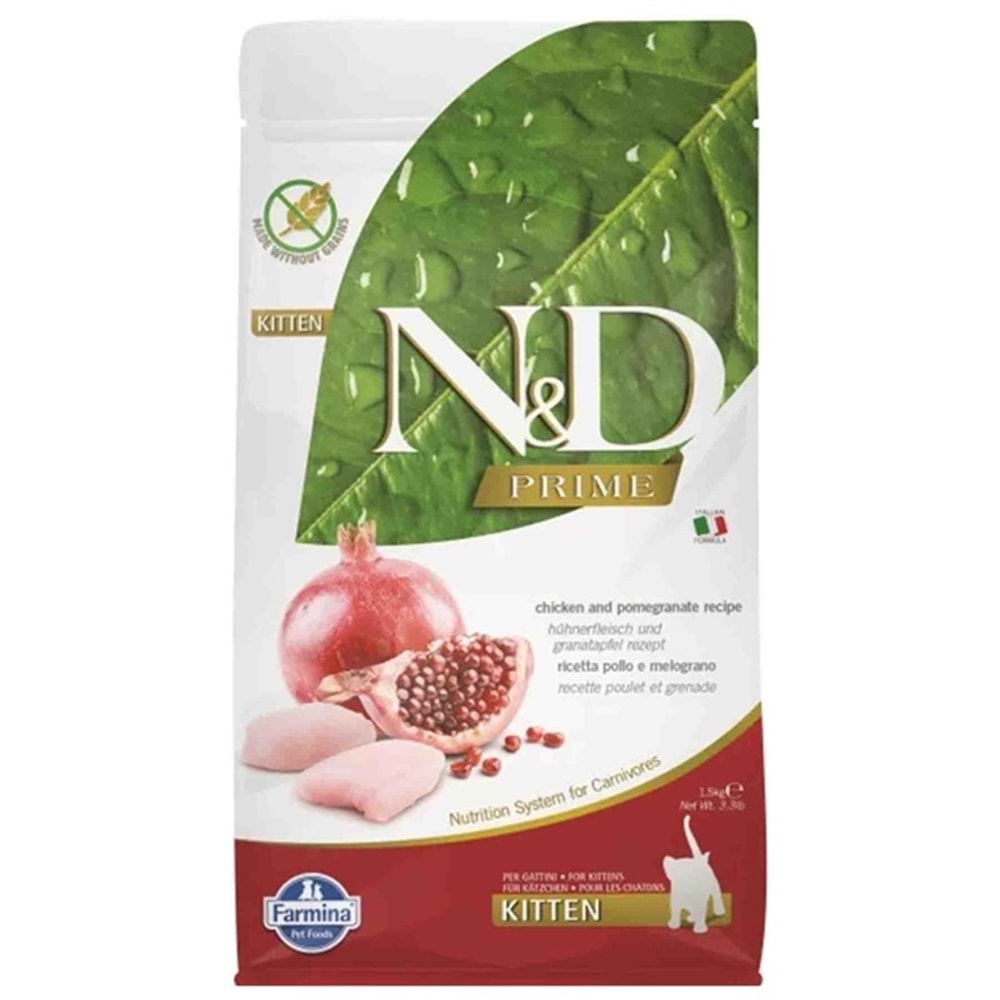 N&D Prime Kitten Tahılsız Tavuk ve Narlı Yavru Kedi Maması 1,5 Kg