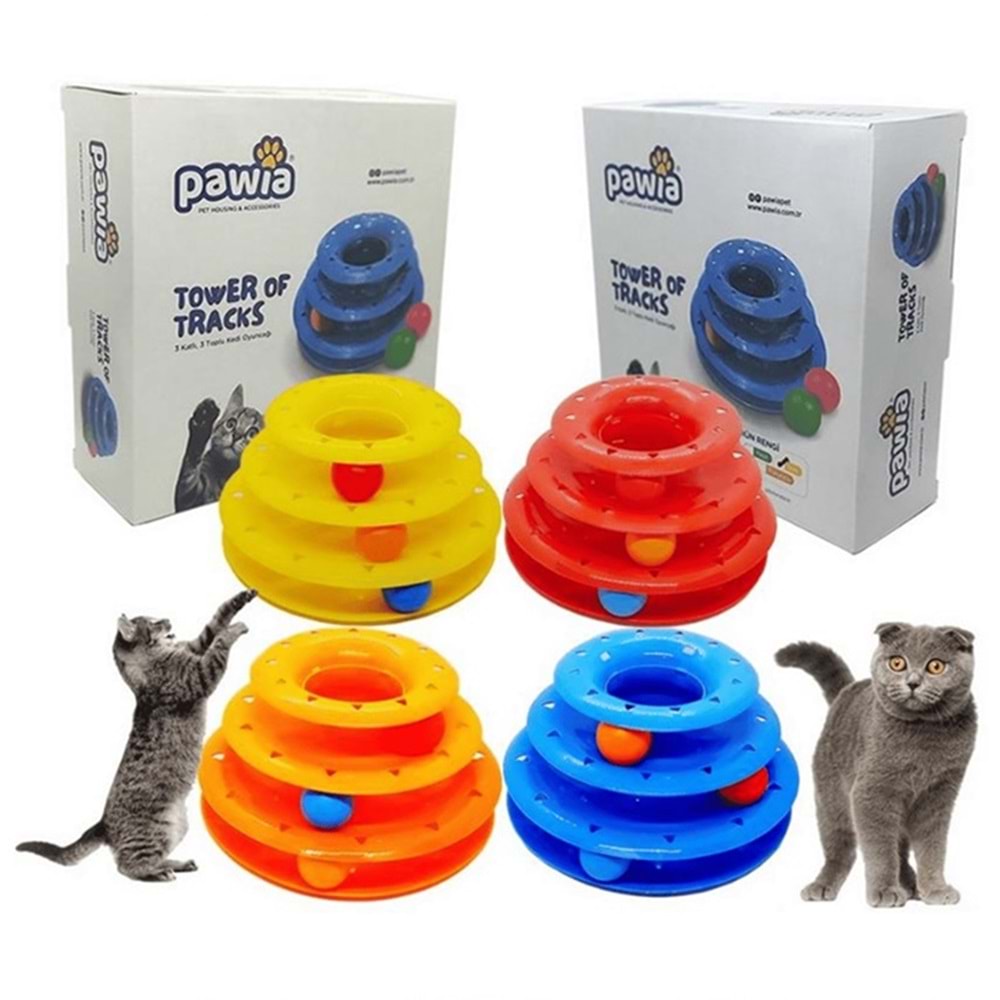 Pawia Tower of Tracks 3 Katlı 3 Toplu Plastik Kedi Oyuncağı (23x12 Cm)