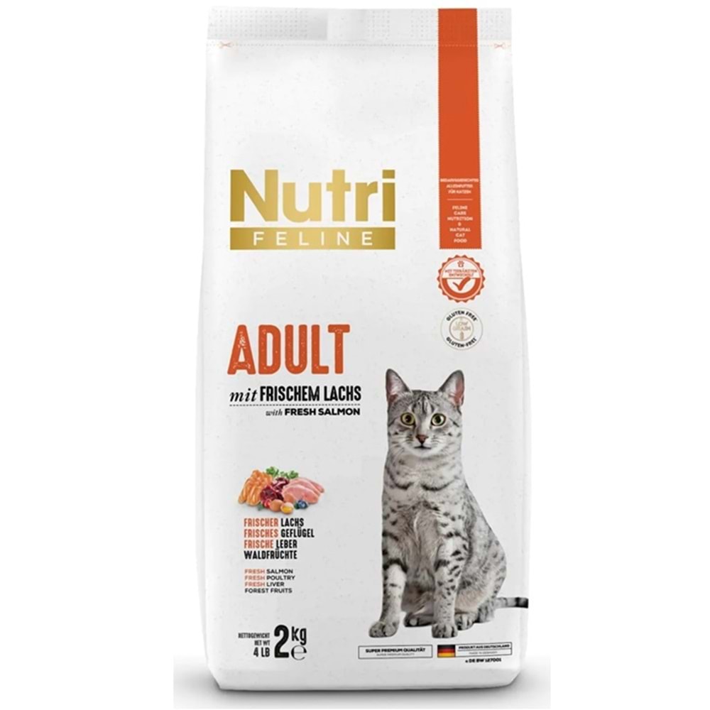 Nutri Feline Adult Mit Frischem Lachs With Fresh Salmon Taze Somonlu Tahılsız Yetişkin Kedi Maması 2 Kg