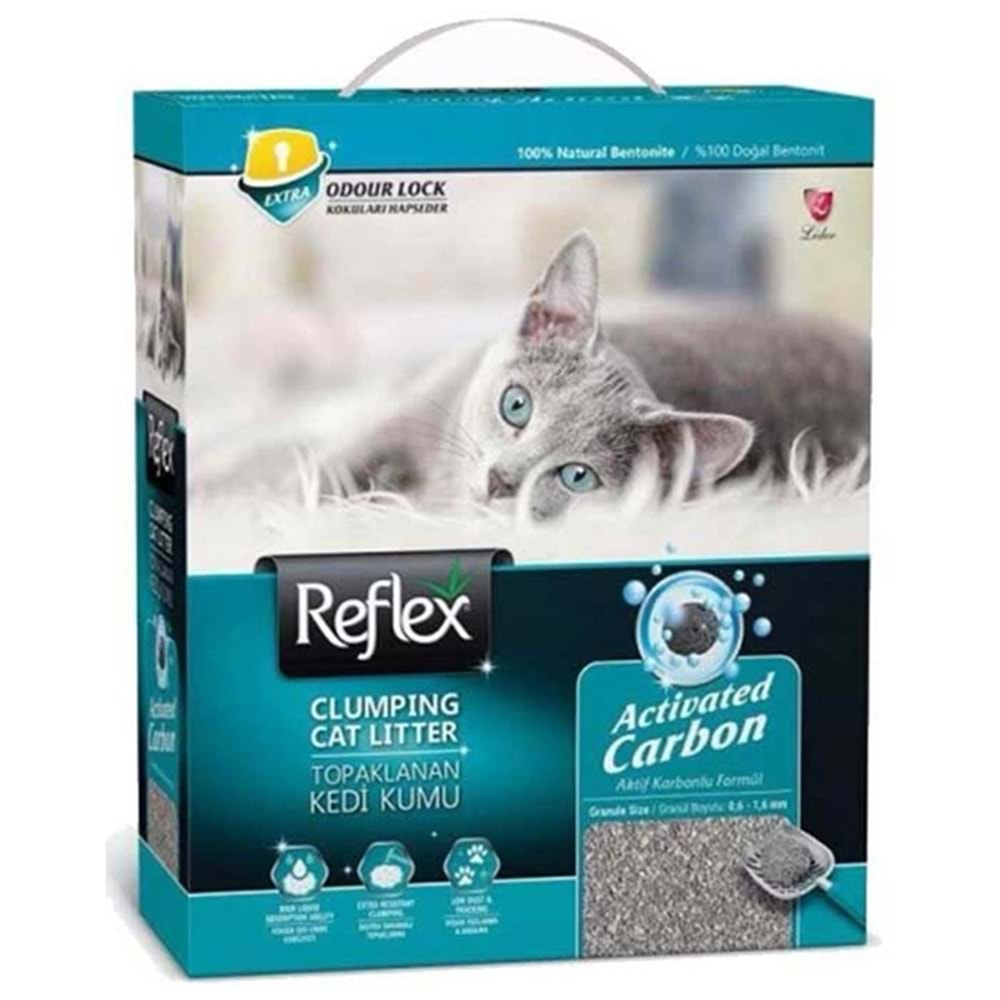Reflex Activated Carbon Aktif Karbonlu Süper Hızlı Topaklanan Gri Kedi Kumu 10 Lt