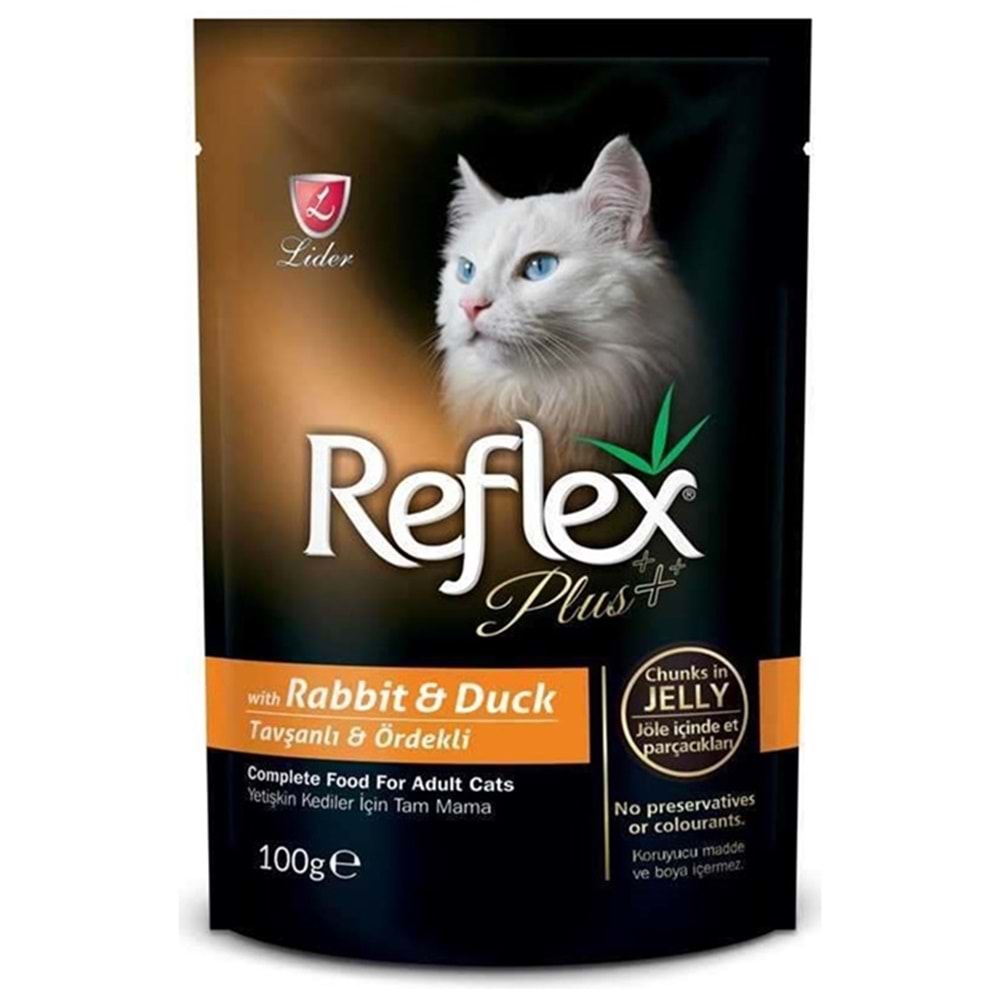Reflex Plus Pouch Jöle İçinde Et Parçacıklı Tavşanlı ve Ördekli Kedi Yaş Maması 100 Gr
