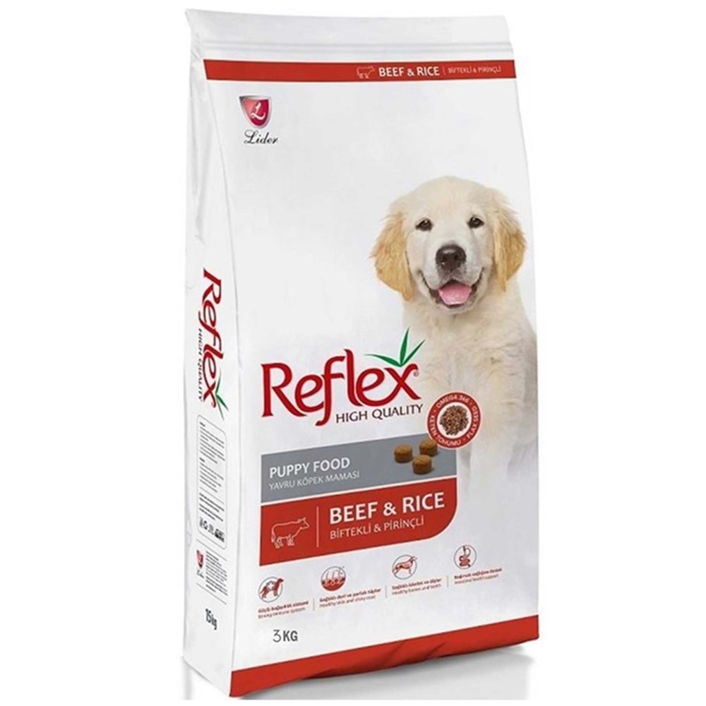 Reflex Puppy Beef & Rice Biftekli ve Pirinçli Yavru Köpek Maması 3 Kg