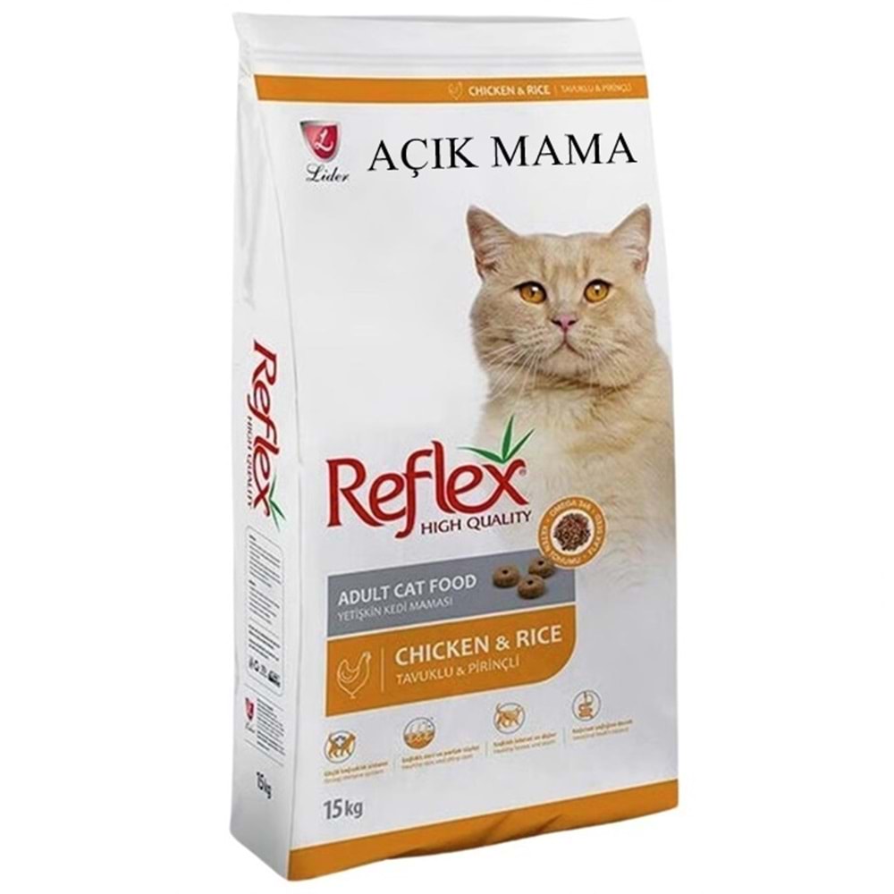 Reflex Adult Cat Chicken & Rice Tavuklu Pirinçli Yetişkin Açık Kedi Maması 1 Kg