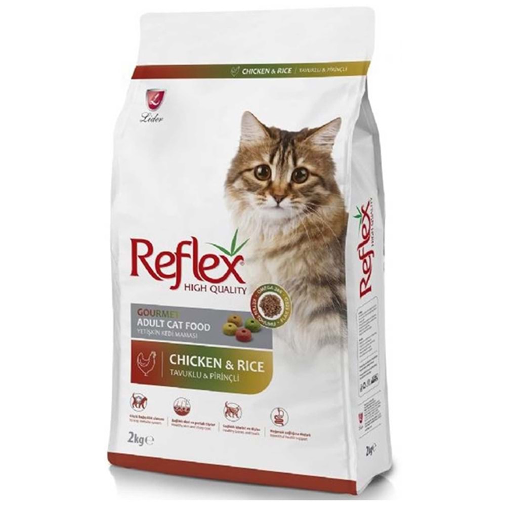 Reflex Adult Gourmet Chicken & Rice Tavuk Etli ve Pirinçli Renkli Taneli Yetişkin Kedi Maması 2 Kg