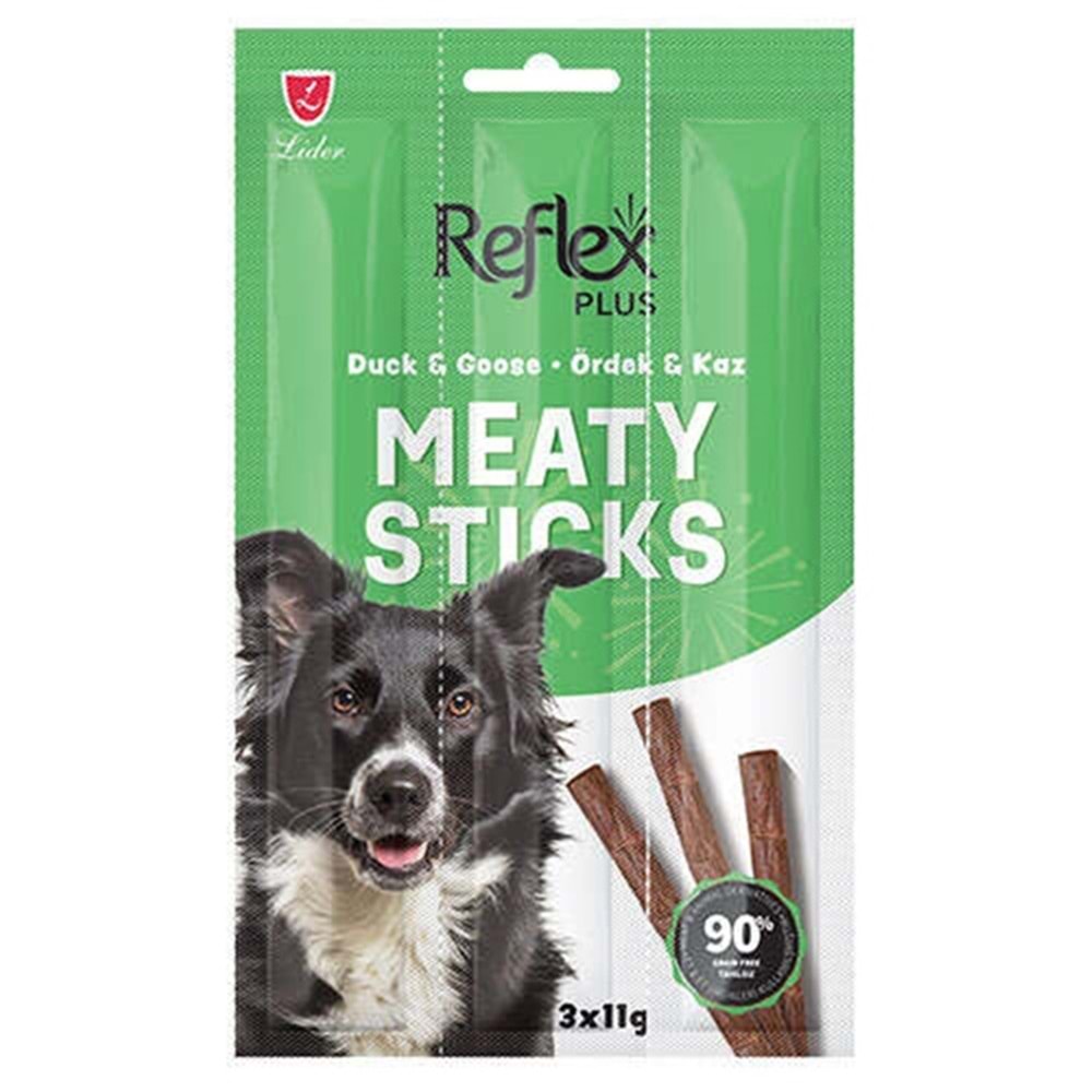 Reflex Plus Dog Meaty Sticks With Duck & Goose Ördek ve Kaz Etli Tahılsız Yetişkin Köpek Ödülü 3x11 Gr