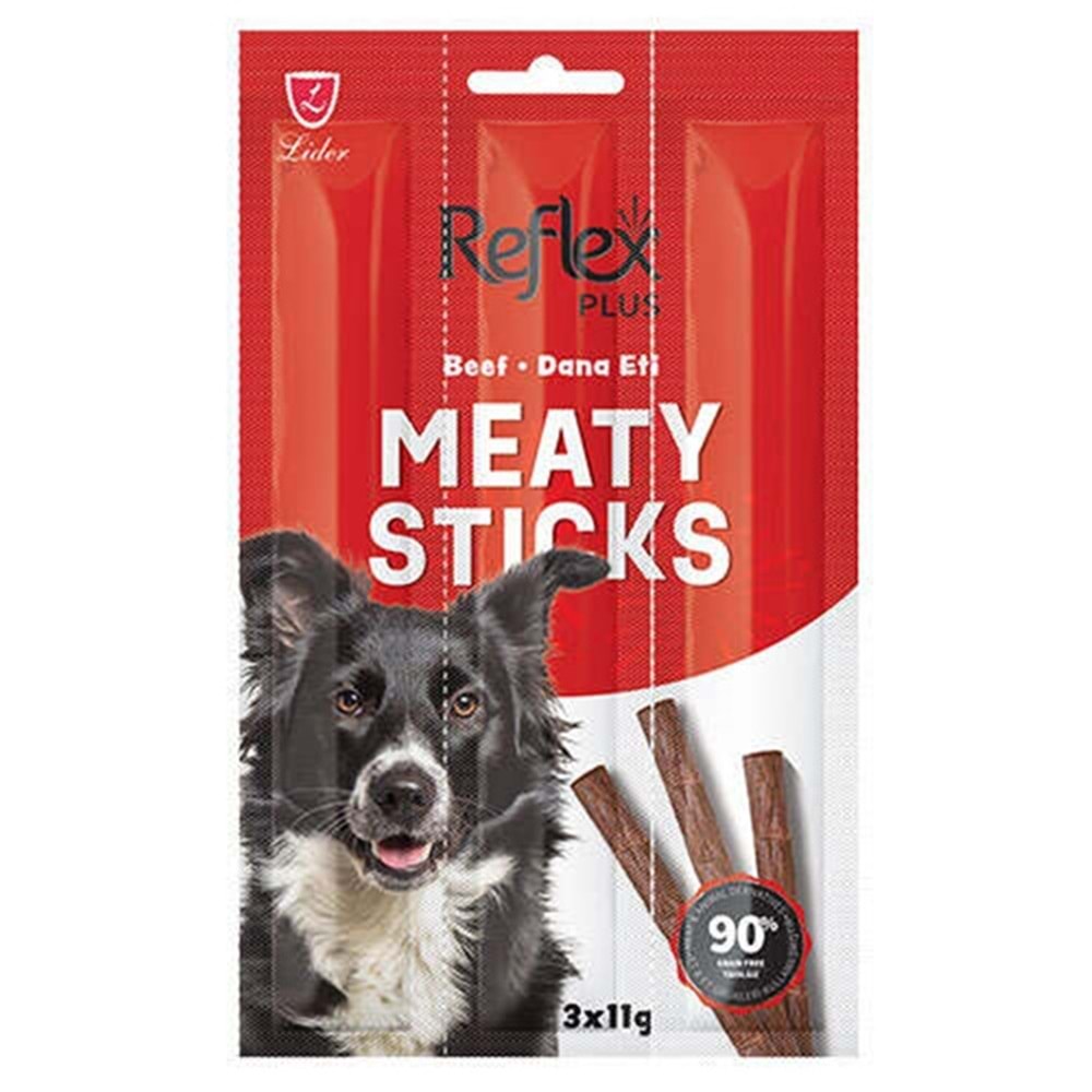 Reflex Plus Dog Meaty Sticks With Beef Dana Etli Tahılsız Yetişkin Köpek Ödülü (3x11 Gr)