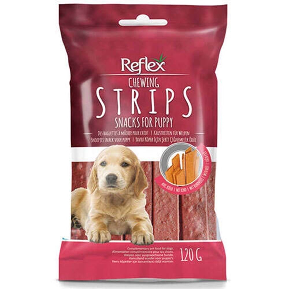 Reflex Chewing Strips Snacks For Puppy Biftekli Şerit Çiğneme Yavru Köpek Ödülü 120 Gr