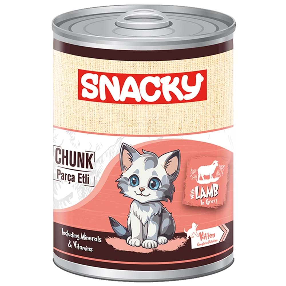 Snacky Kitten Chunk With Lamb In Gravy Tahılsız Kuzu Etli Yavru Kedi Konservesi 400 Gr