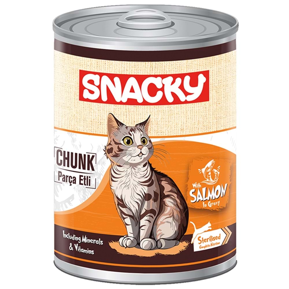 Snacky Sterilised Chunk With Salmon In Gravy Kısırlaştırılmış Somonlu Kedi Konservesi 400 Gr