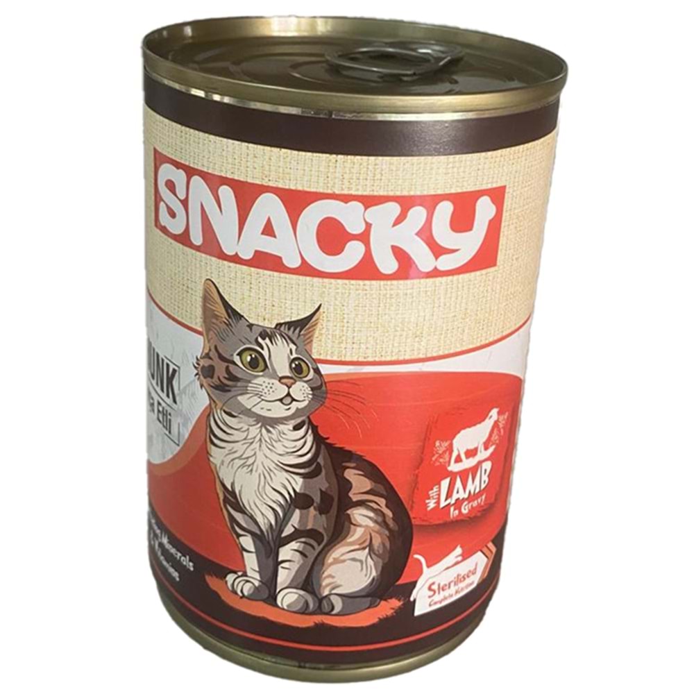 Snacky Sterilised Chunk With Lamb In Gravy Kısırlaştırılmış Kuzu Etli Kedi Konservesi 400 Gr