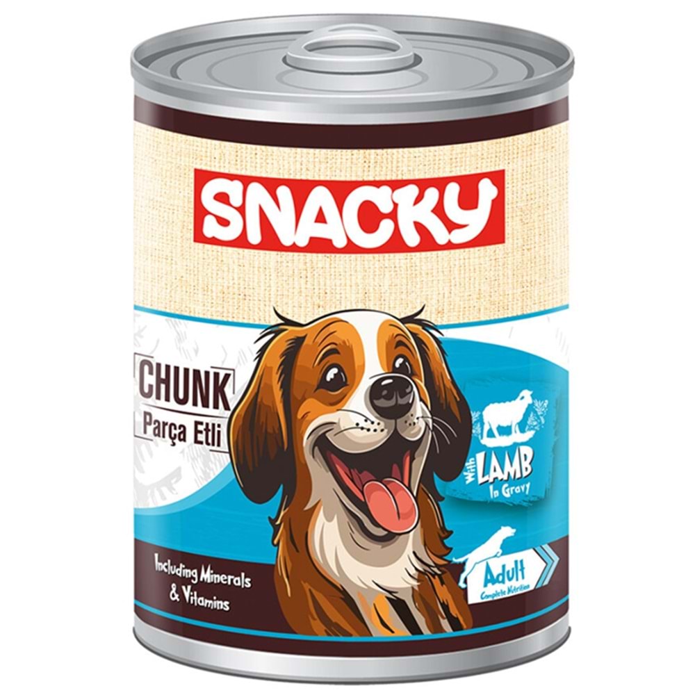 Snacky Adult Chunk With Lamb In Gravy Kuzu Etli Yetişkin Köpek Konservesi 400 Gr