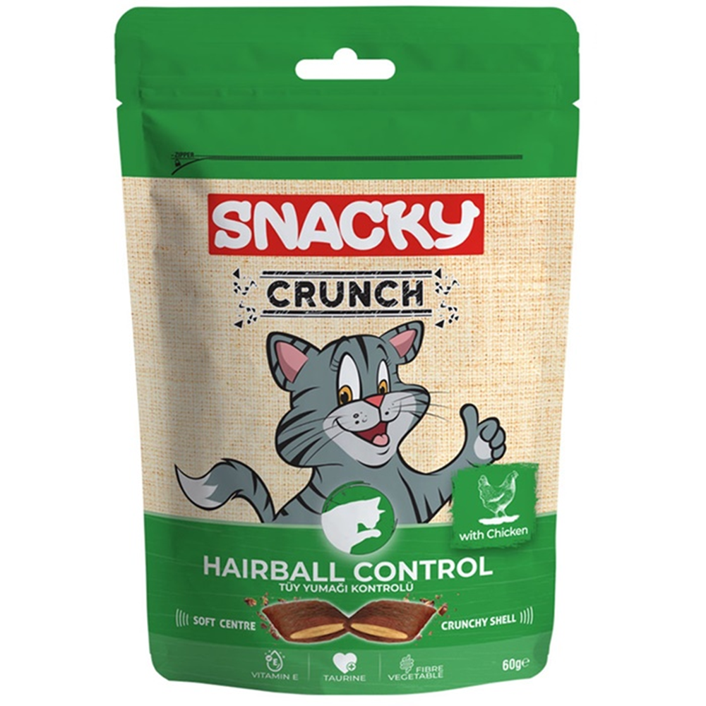 Snacky Cat Crunch With Chicken Hairball Control Tavuklu Kedi Ödülü 60 Gr