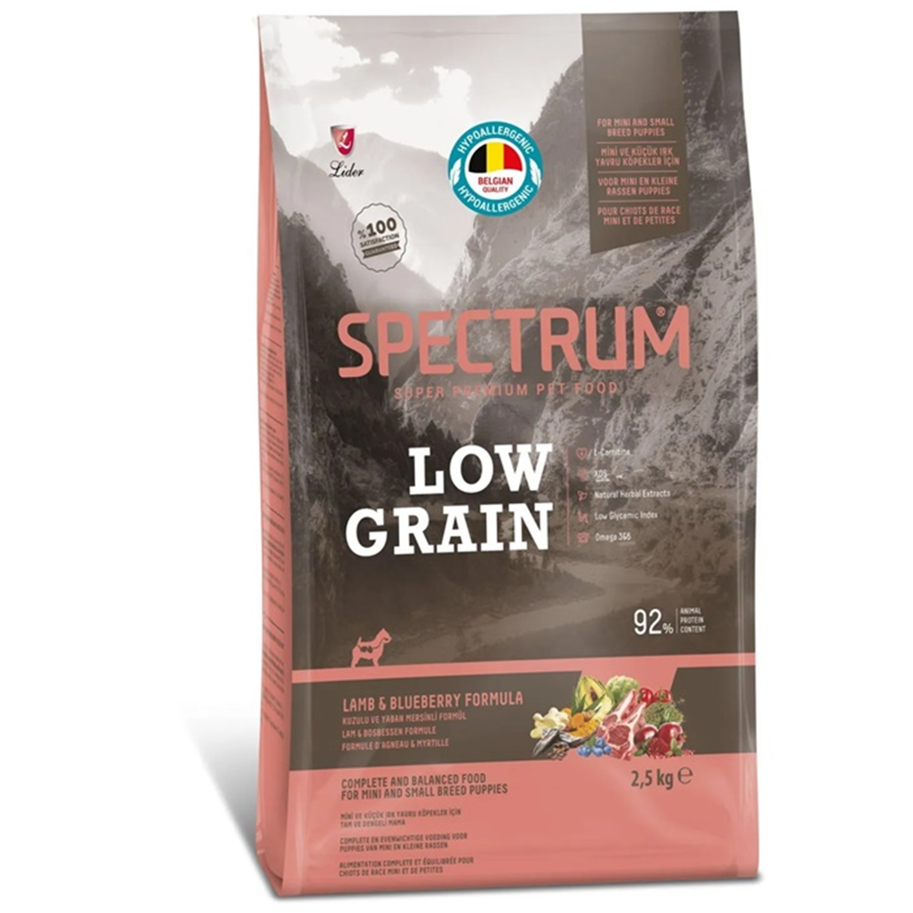 Spectrum Adult Low Grain Lamb & Blueberry Formula Kuzu Etli ve Yaban Mersinli Az Tahıllı Küçük Irk Yetişkin Köpek Maması 2,5 Kg