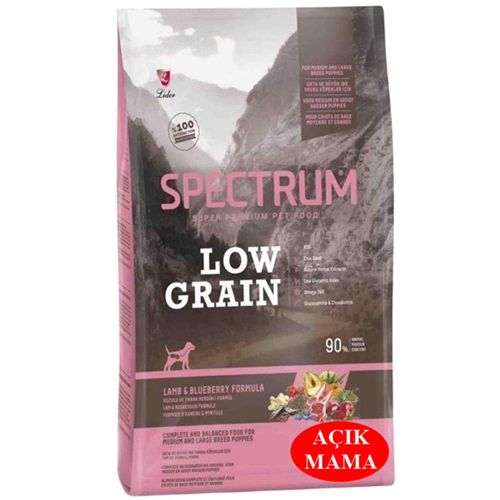 Spectrum Puppy Az Tahıllı M/L Kuzulu Yaban Mersinli Yavru Açık Köpek Maması 500 Gr