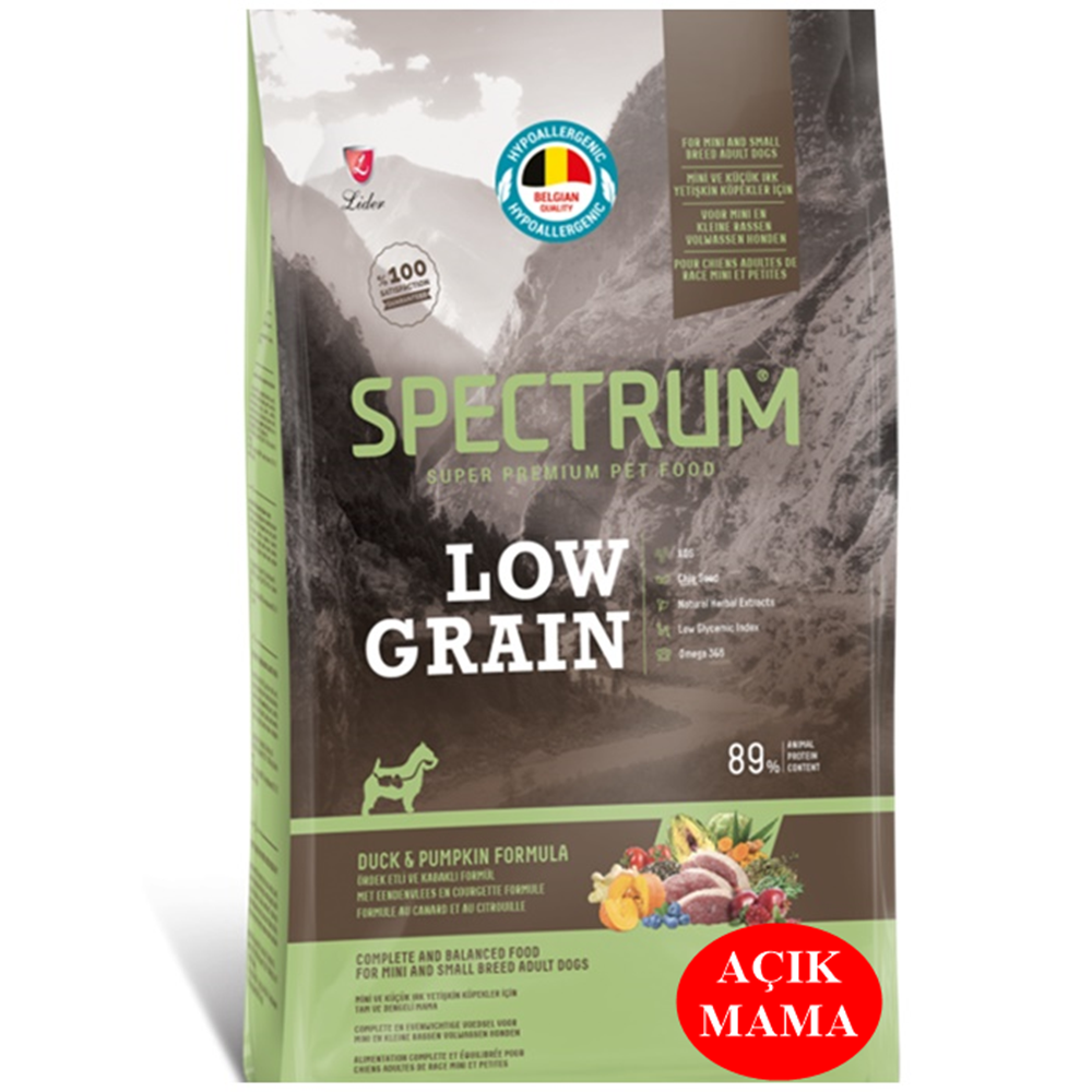 Spectrum Adult M/S Az Tahıllı Ördekli Kabaklı Yetişkin Açık Köpek Maması 500 Gr