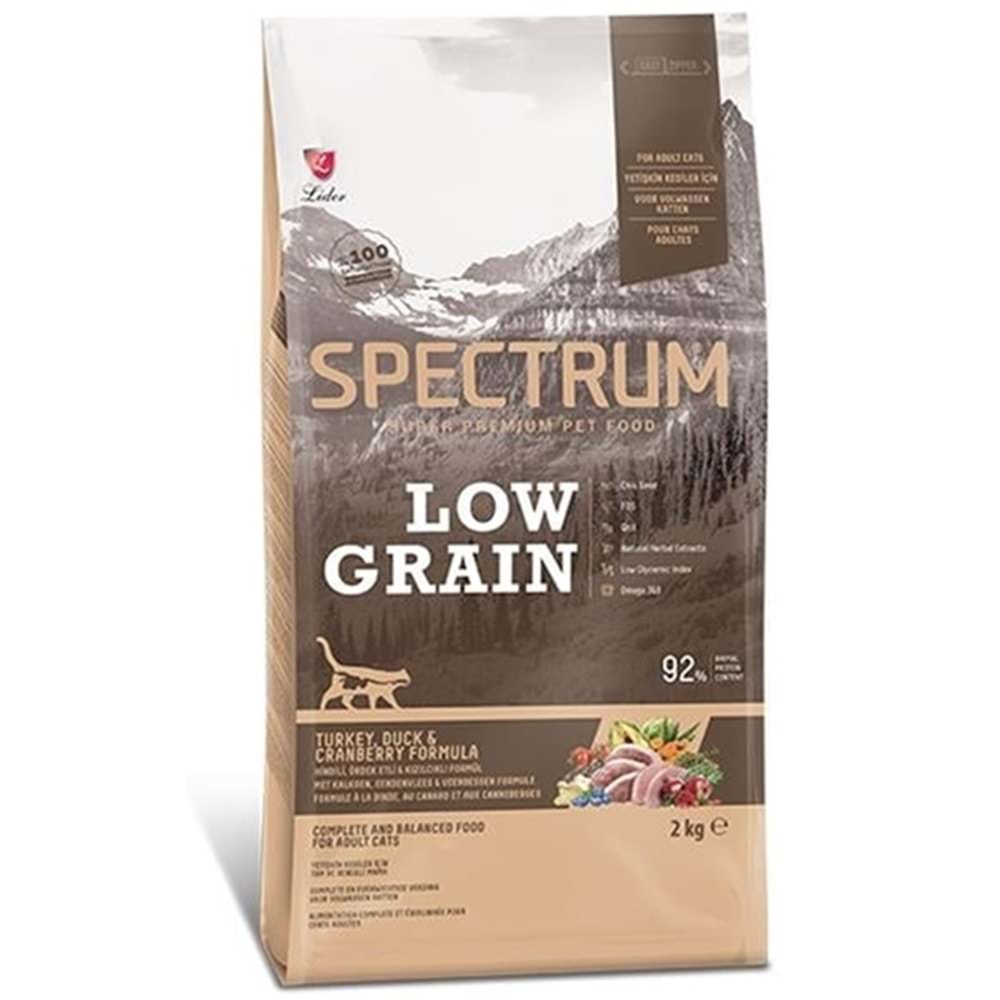 Spectrum Adult Low Grain Turkey, Duck & Cranberry Formula Hindi, Ördek ve Kızılcıklı Az Tahıllı Yetişkin Kedi Maması 2 Kg