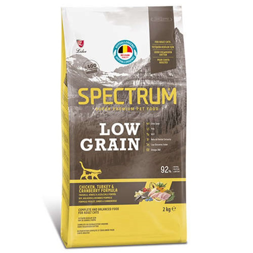 Spectrum Adult Low Grain Chicken, Turkey & Cranberry Formula Tavuk, Hindi ve Kızılcıklı Az Tahıllı Yetişkin Kedi Maması 2 Kg