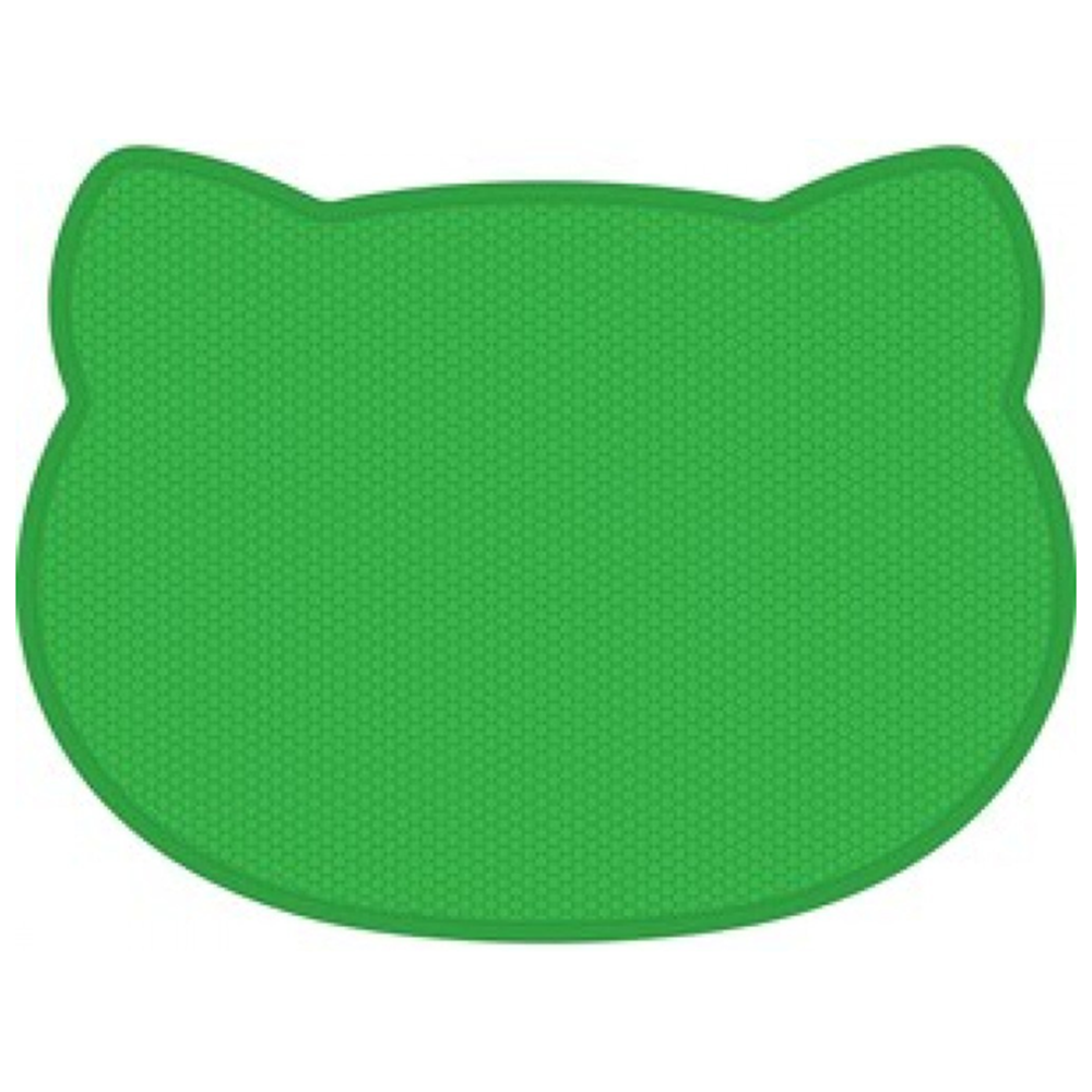 Ally Paws Kedi Başlı Elekli Kedi Tuvalet Paspası - Yeşil - 58x42 Cm