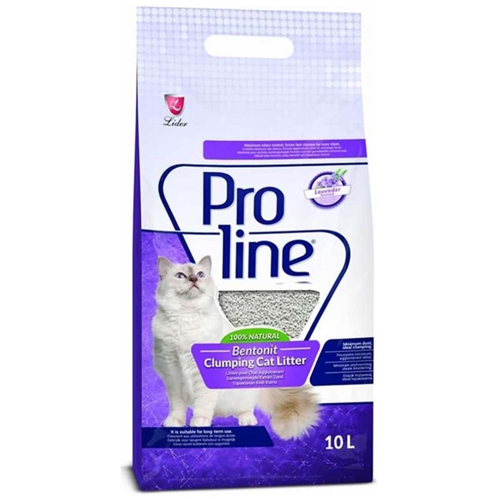 Proline Bentonit Lavanta Kokulu Topaklanan İnce Taneli Kedi Kumu 10 Lt