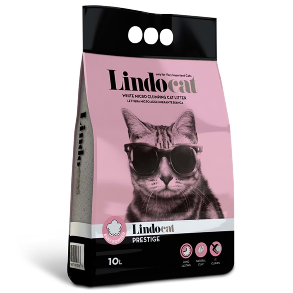 Lindocat Prestige Bebek Pudralı İnce Taneli Bentonit Kedi Kumu 10 Lt