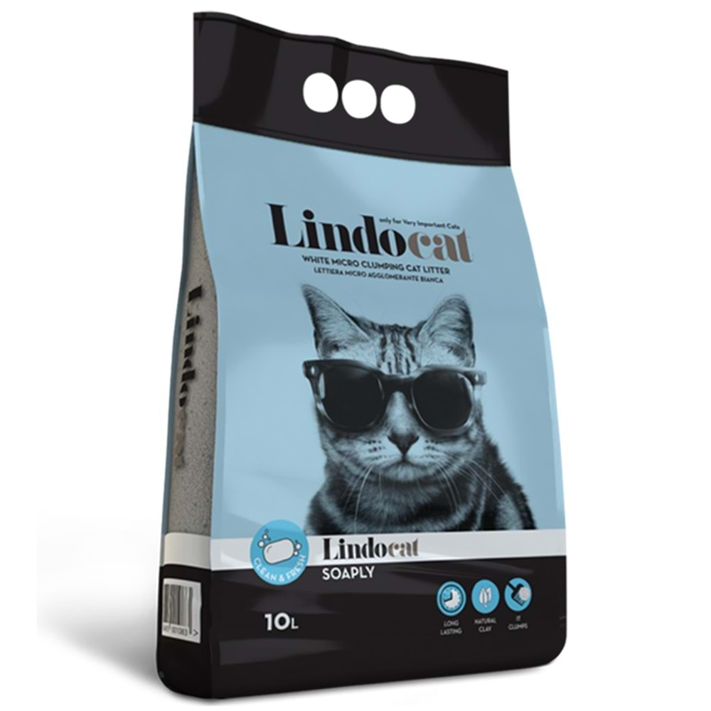 Lindocat Soaply Marsilya Sabunlu İnce Taneli Bentonit Kedi Kumu 10 Lt