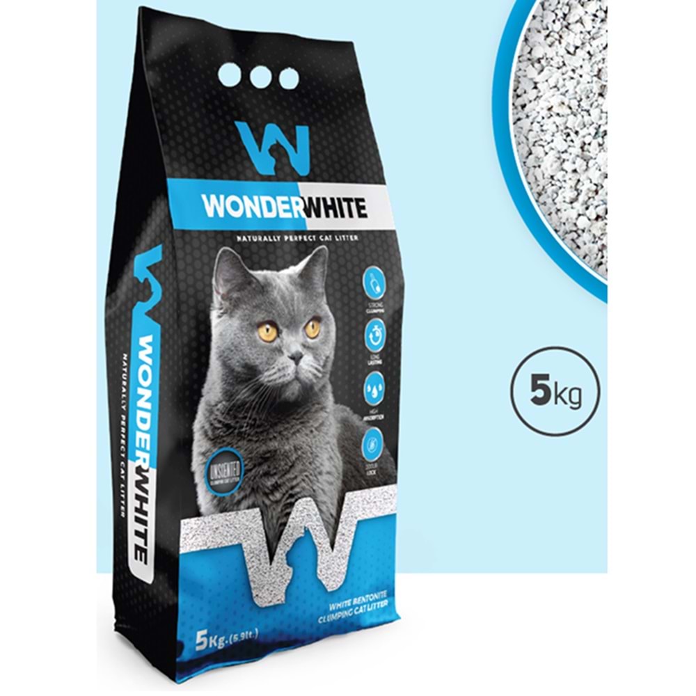 Wonder White Kokusuz İnce Taneli Topaklanan Kedi Kumu 5 Kg - 5,9 Lt