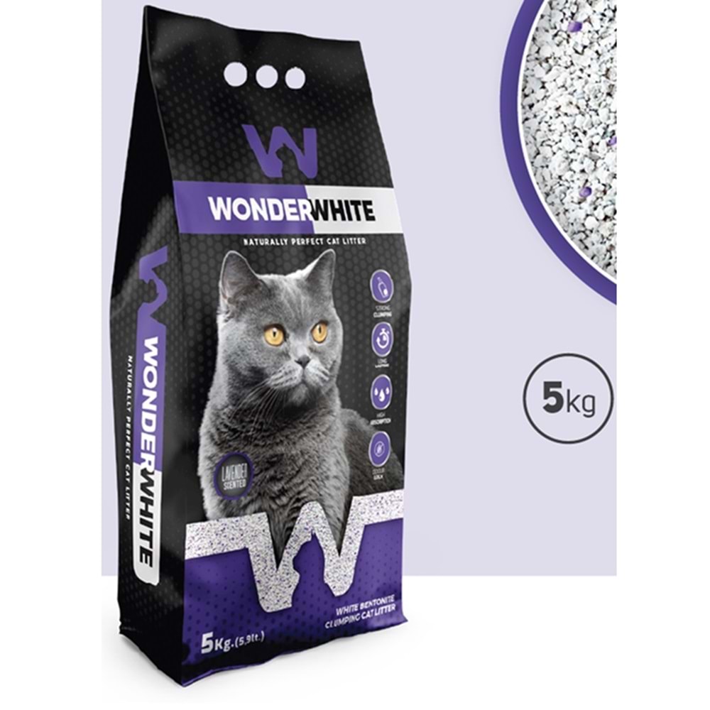 Wonder White Lavanta Kokulu İnce Taneli Topaklanan Kedi Kumu 5 Kg - 5,9 Lt