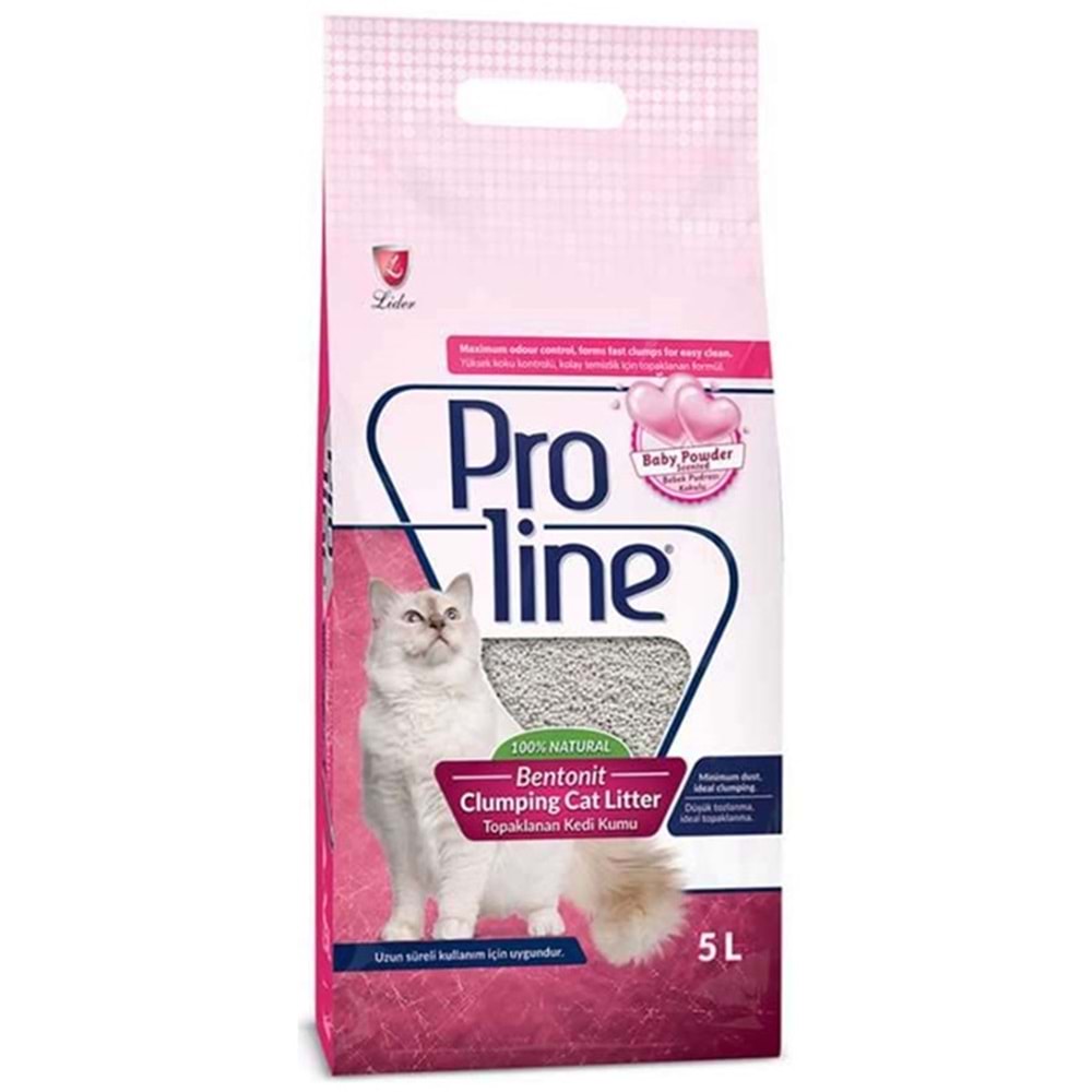 Proline Bentonit Bebek Pudra Kokulu Topaklanan İnce Taneli Kedi Kumu 5 Lt