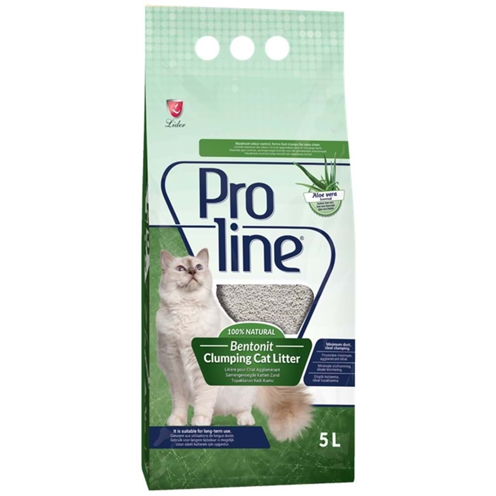 Proline Bentonit Aloe Vera Kokulu Topaklanan İnce Taneli Kedi Kumu 5 Lt