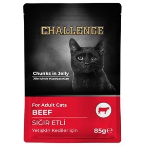 Challenge Pouch Adult Sığır Etli Yetişkin Kedi Yaş Maması 85 Gr