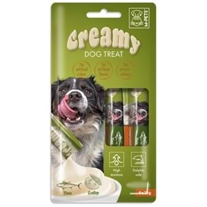 M-Pets Creamy Dog Treat Ton Balıklı ve Deniz Taraklı Köpek Ödülü 4x15 Gr