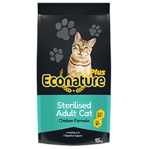 Econature Plus Sterilised Adult Cat Chicken Formula Tavuklu Kısırlaştırılmış Kedi Maması 15 Kg