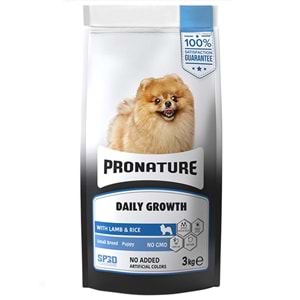 Pronature Daily Growth Puppy Dog With Lamb & Rice Small Breed Kuzu Etli ve Pirinçli Tahılsız Küçük Irk Yavru Köpek Maması (3 Kg)