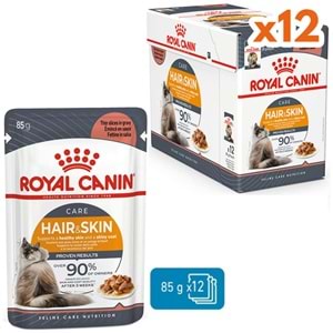 Royal Canin Pouch Care Hair & Skin Gravy Soslu Hassas Tüylü Kedi Yaş Maması 12x85 Gr