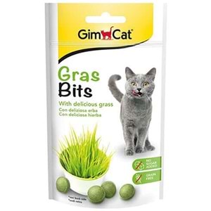 Gimcat Gras Bits Çimen Aromalı Sindirim Sistemi Destekleyici Şekersiz Kedi Ödül Tableti 50 Gr