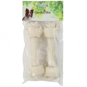 Gardenmix 2'li Beyaz Düğümlü Deri Kemik Köpek Ödülü 7-7,5”