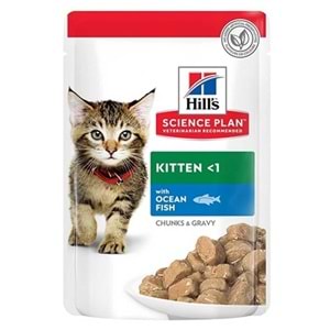 Hills Pouch Kitten With Ocean Fish Chunks & Gravy Okyanus Balıklı Yavru Kedi Yaş Maması 85 Gr