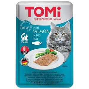Tomi Pouch Grain Free With Salmon In Egg Jelly Somon ve Yumurtalı Pate Kedi Yaş Maması 100 Gr