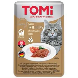 Tomi Pouch Grain Free With Poultry In Tomato Jelly Kümes Hayvanı ve Domatesli Pate Kedi Yaş Maması 100 Gr
